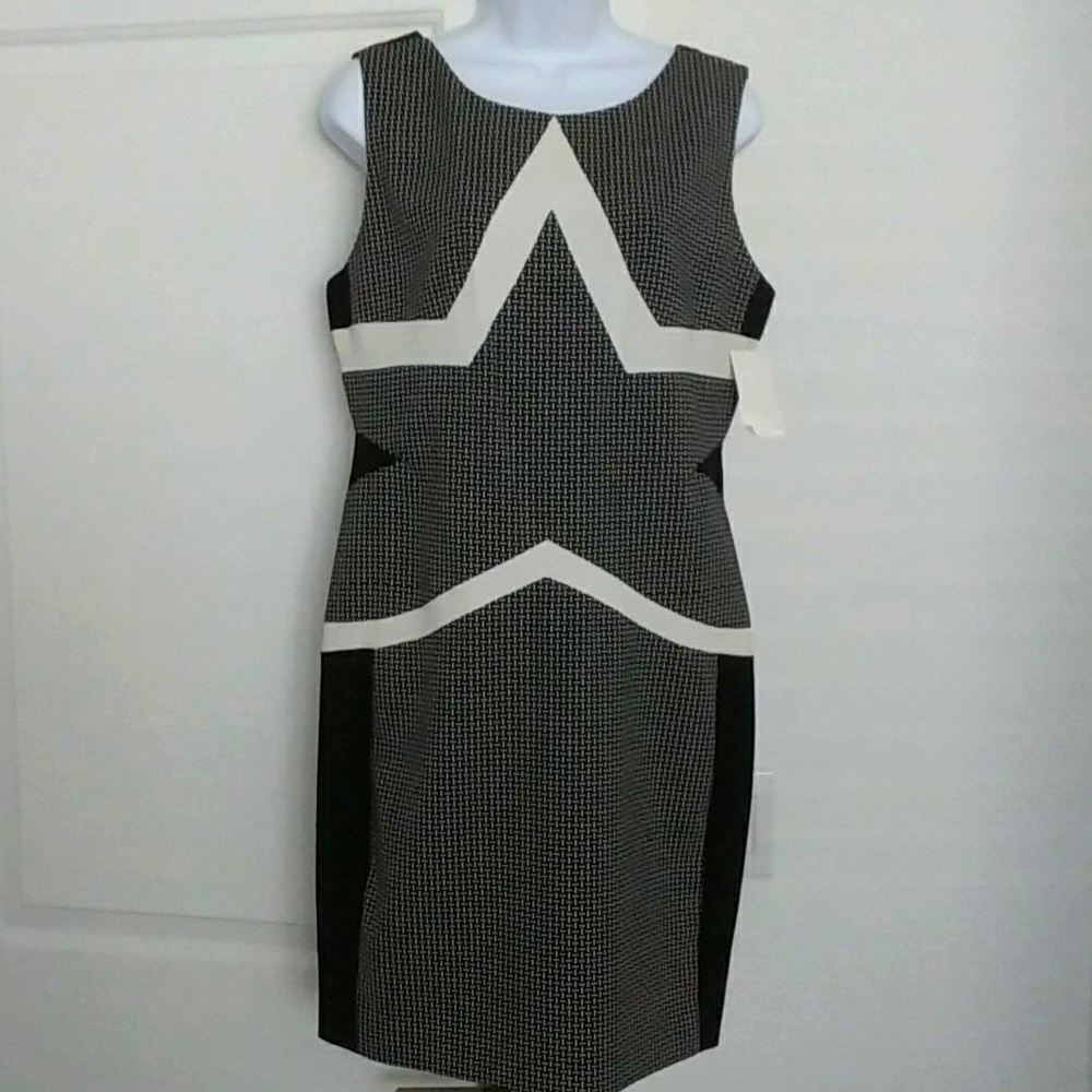 Diane Von Furstenberg Classic Black and White Sleeveless Mini Dress